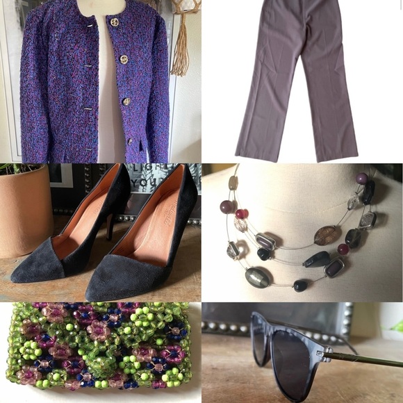 Rare handbeaded Vintage 1970s Saks Fifth ave Italy bead green purple clutch 7” - Picture 9 of 9